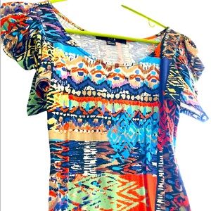 90’s Style Bodycon Dress Ruffled Sleeves Throwback Party Neon Outfit